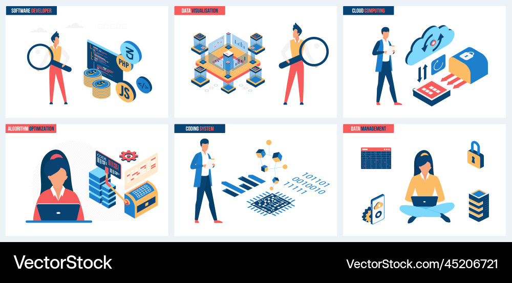 Data visualization and cloud computing management vector image