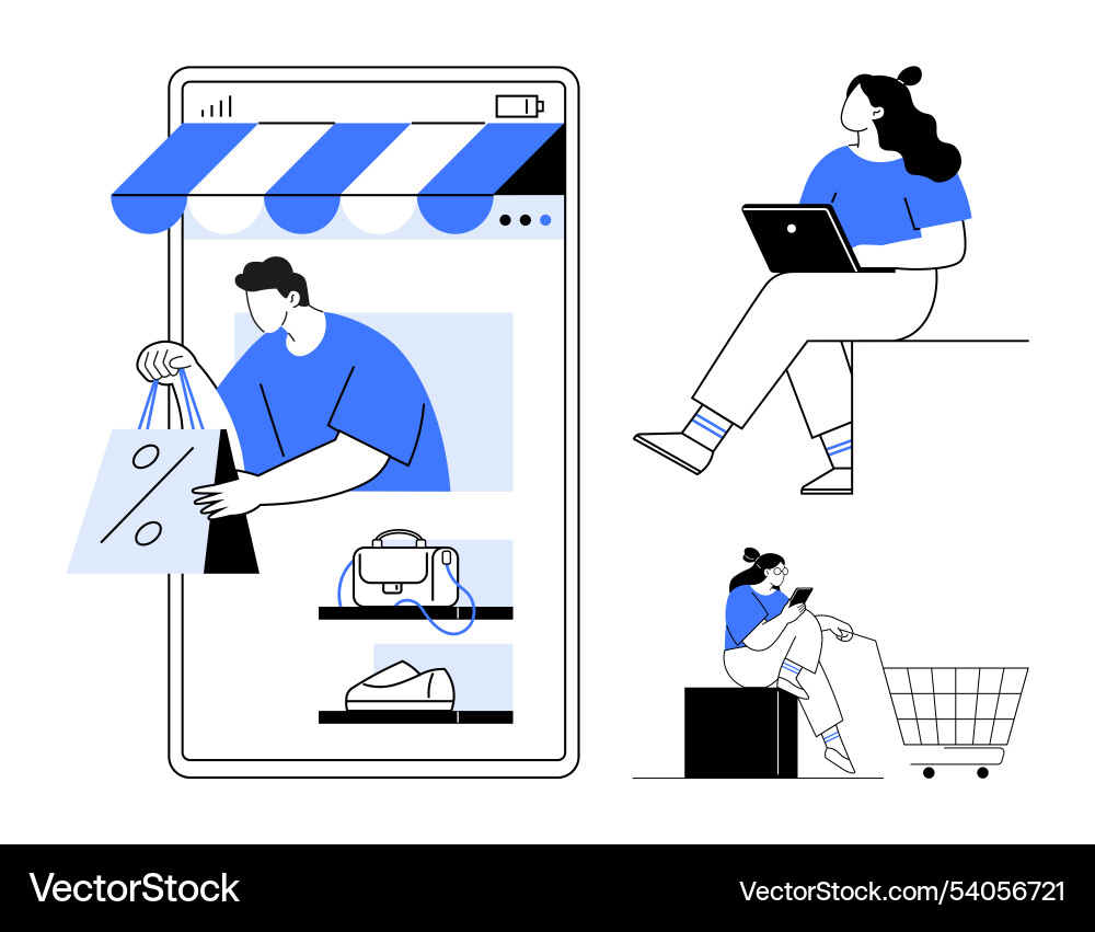 Digital shopping experience with mobile app Digital shopping experience with mobile app vector image