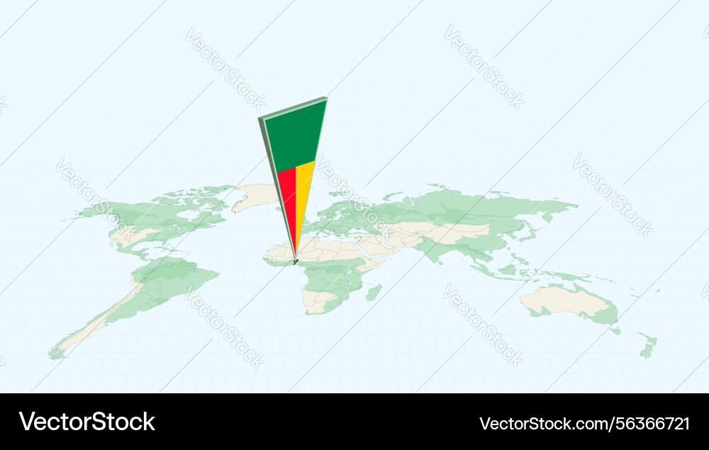 Highlighted benin on global map with 3d flag Highlighted benin on global map with 3d flag vector image