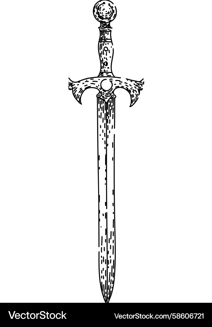 Medieval Crusader Sword Sketch Vector Image