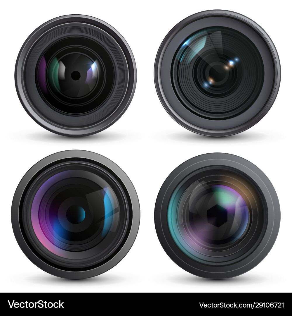 Optical lens realistic photo camera digital zoom Optical lens realistic photo camera digital zoom vector image