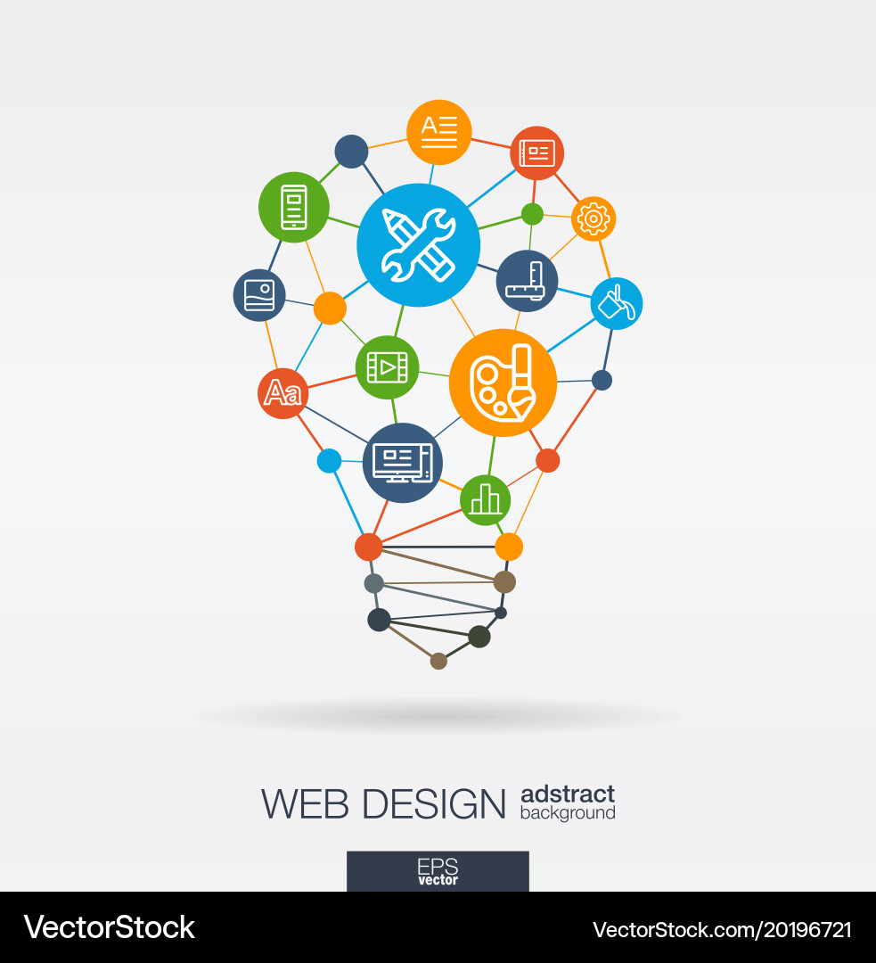 Web development integrated thin line icons vector image