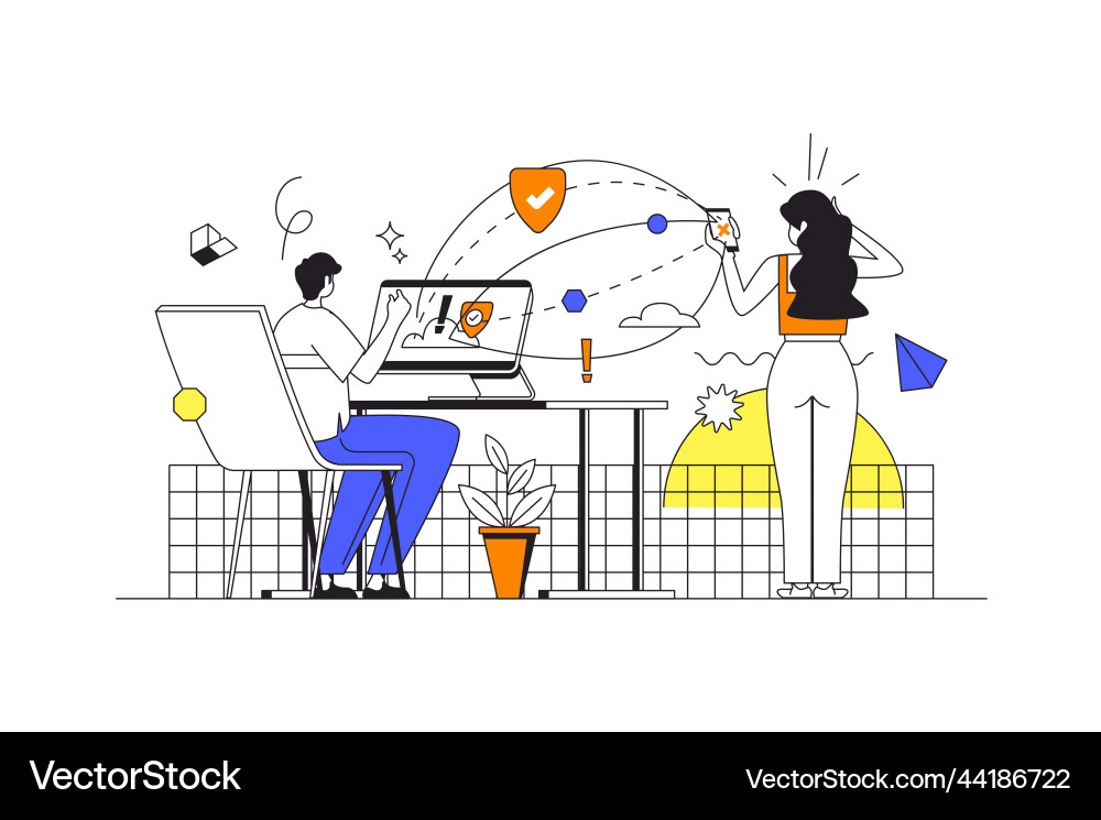 Cloud storage web concept in flat outline design Cloud storage web concept in flat outline design vector image