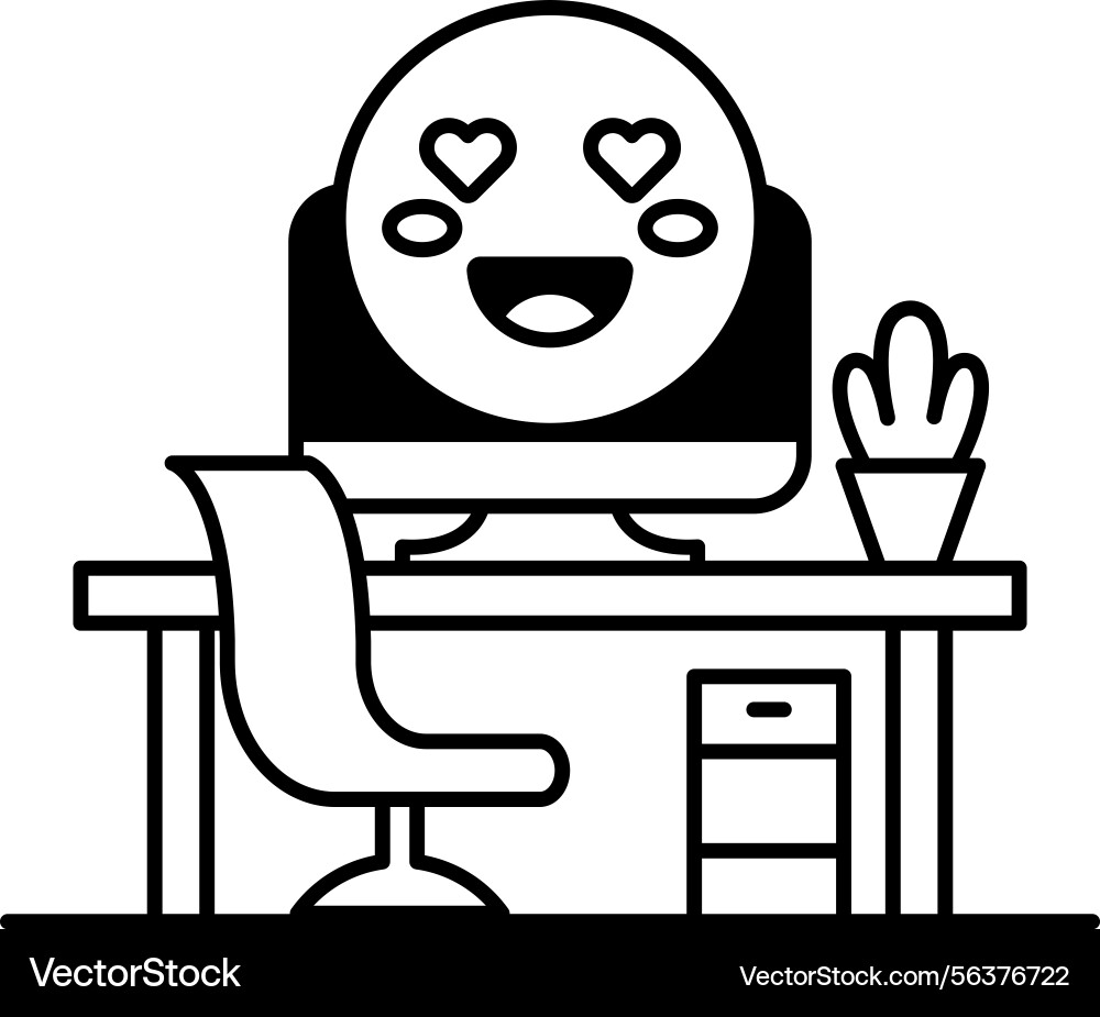 Computer monitor with a smiling face Computer monitor with a smiling face vector image