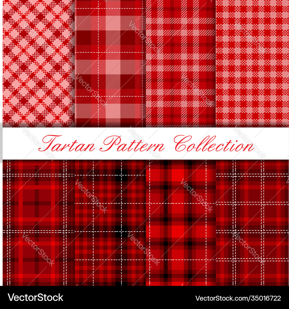 Dark Red Tartan Pattern Collection vector image