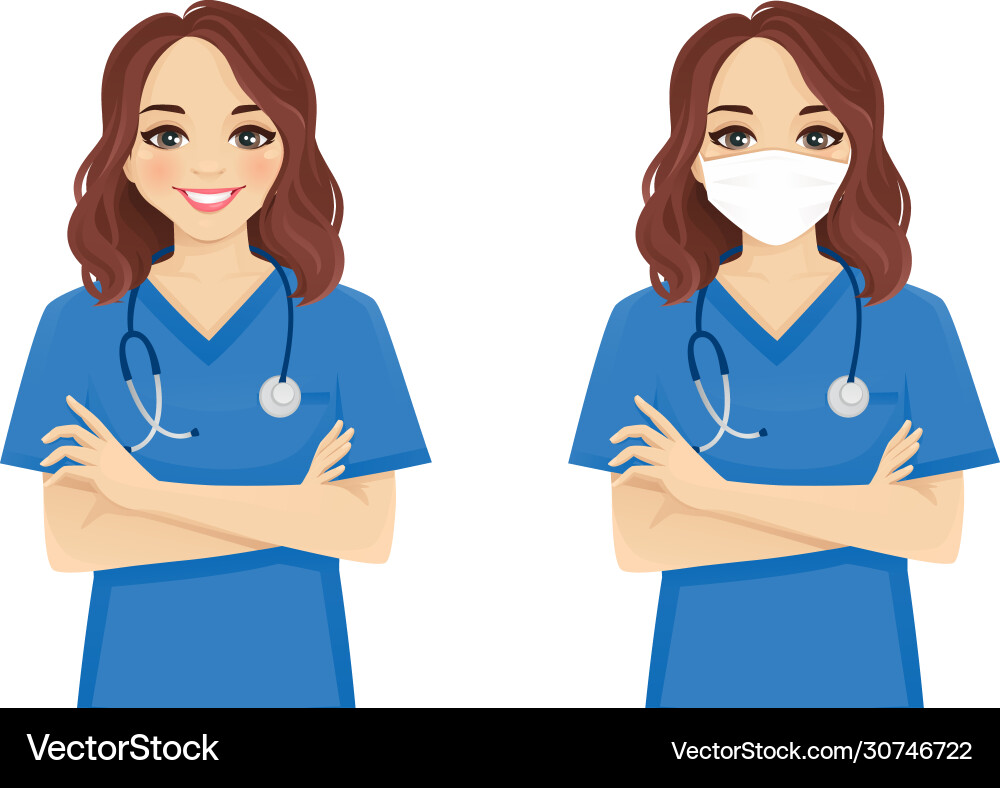 Female Nurse with Mask – Royalty-Free Vector | VectorStock, image size:1000x788