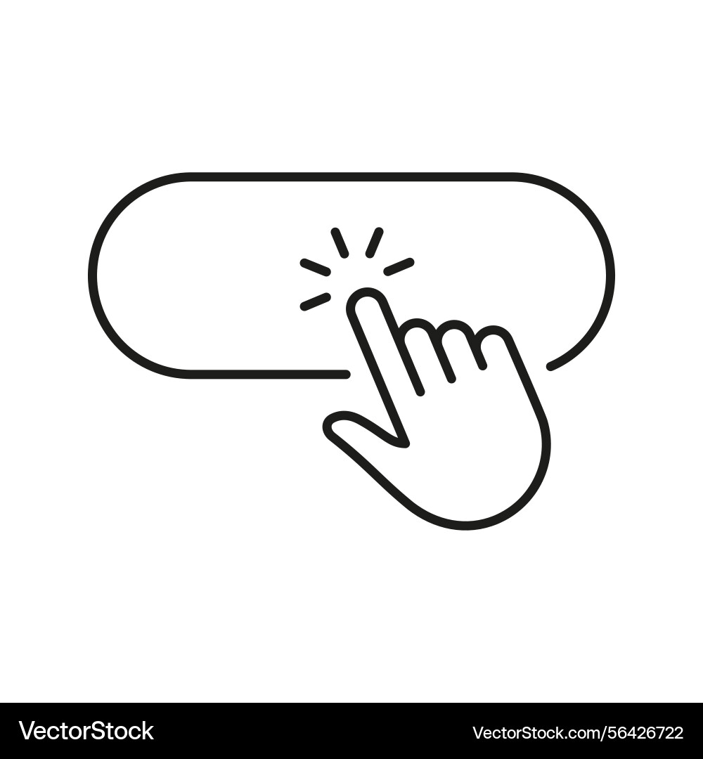Hand clicking button line icon user interaction Hand clicking button line icon user interaction vector image