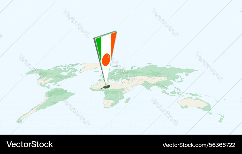 Highlighted niger on global map with 3d flag Vector Image