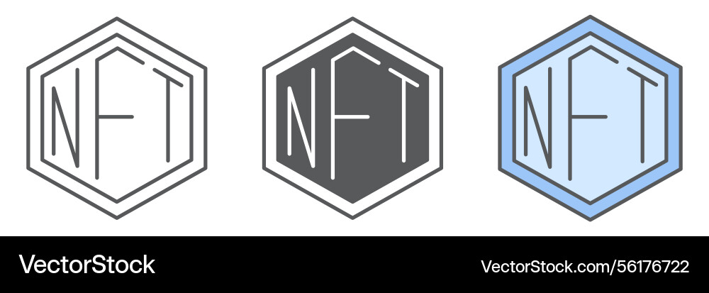 Nft icon collection token and blockchain non Vector Image