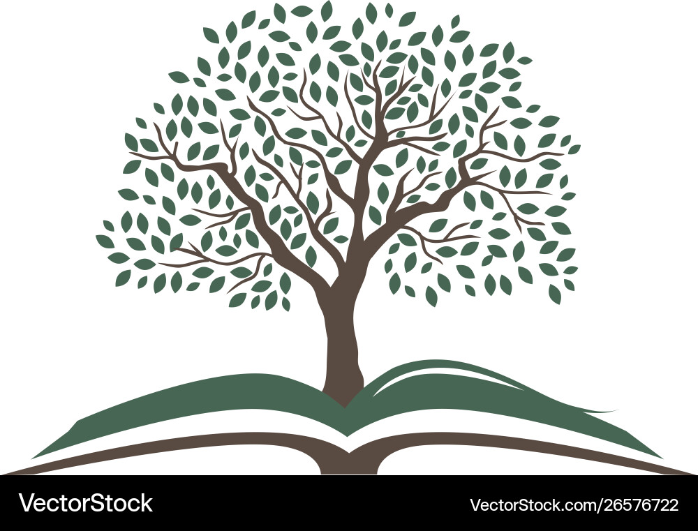 Open Book with Tree Icon vector image
