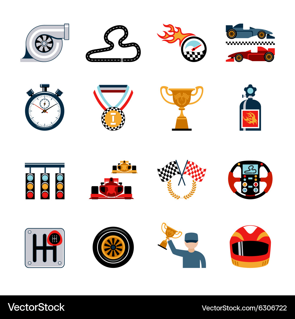 Racing Icon Set - Speed & Performance vector image
