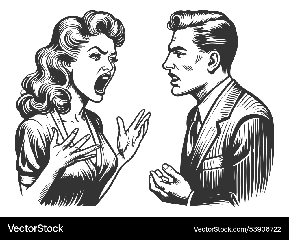 Retro Argument Sketch Vector Image