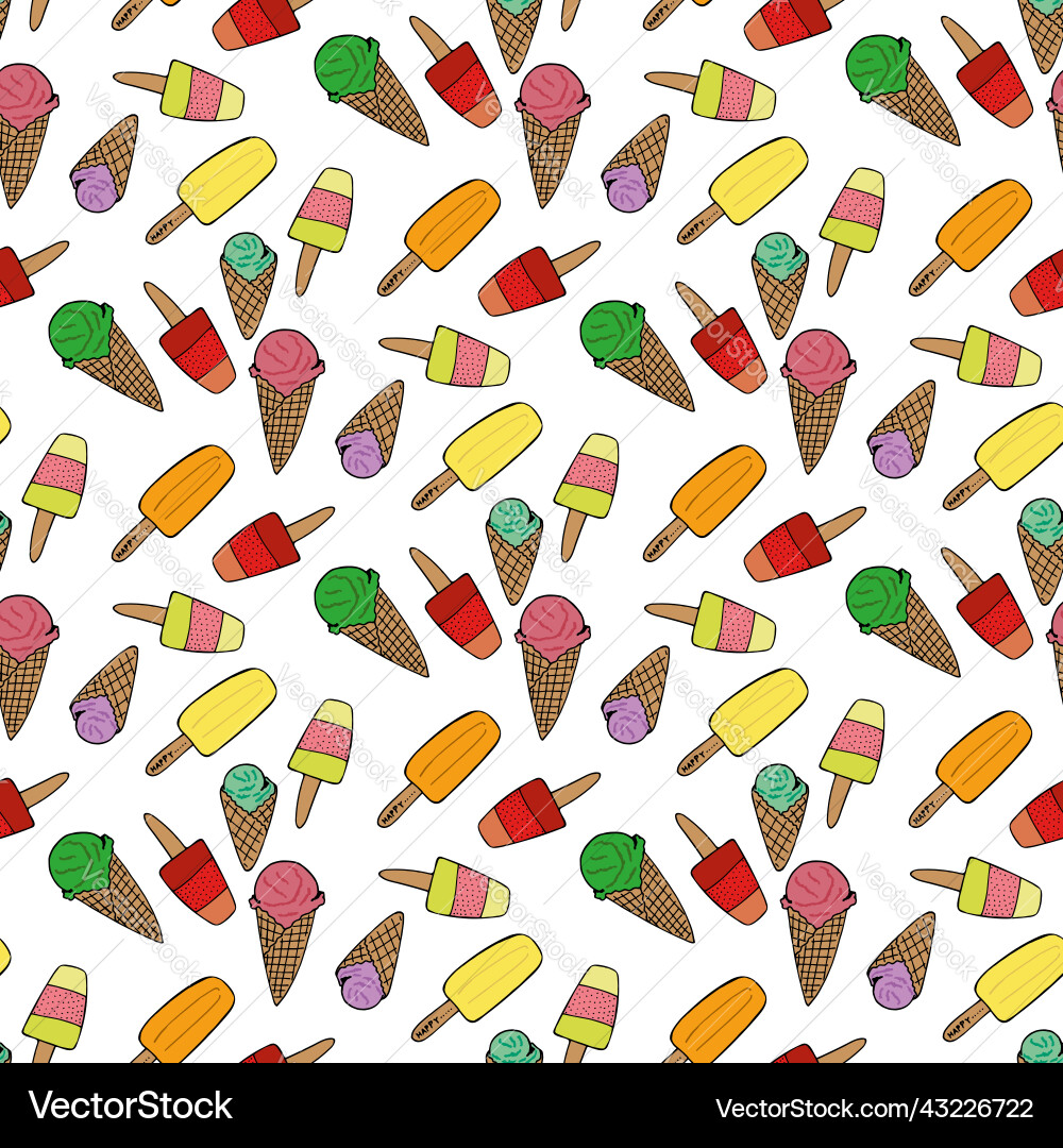 Seamless pattern with different ice cream Vector Image