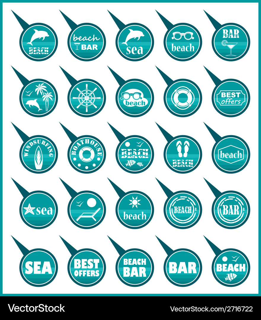 Set of beach map pointers Vector Image