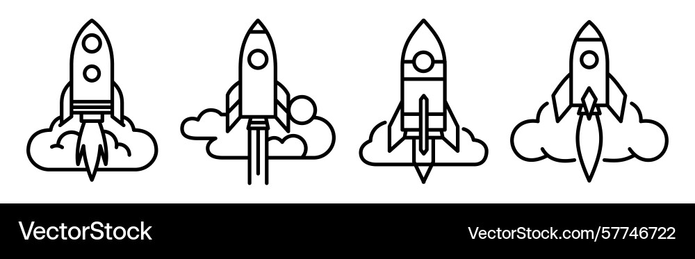 Set of spaceships template flat and line icons Set of spaceships template flat and line icons vector image