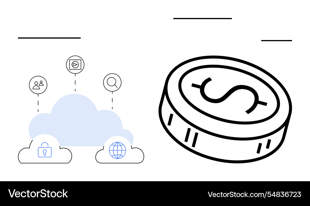 Cloud computing with currency symbol coin Cloud computing with currency symbol coin vector image