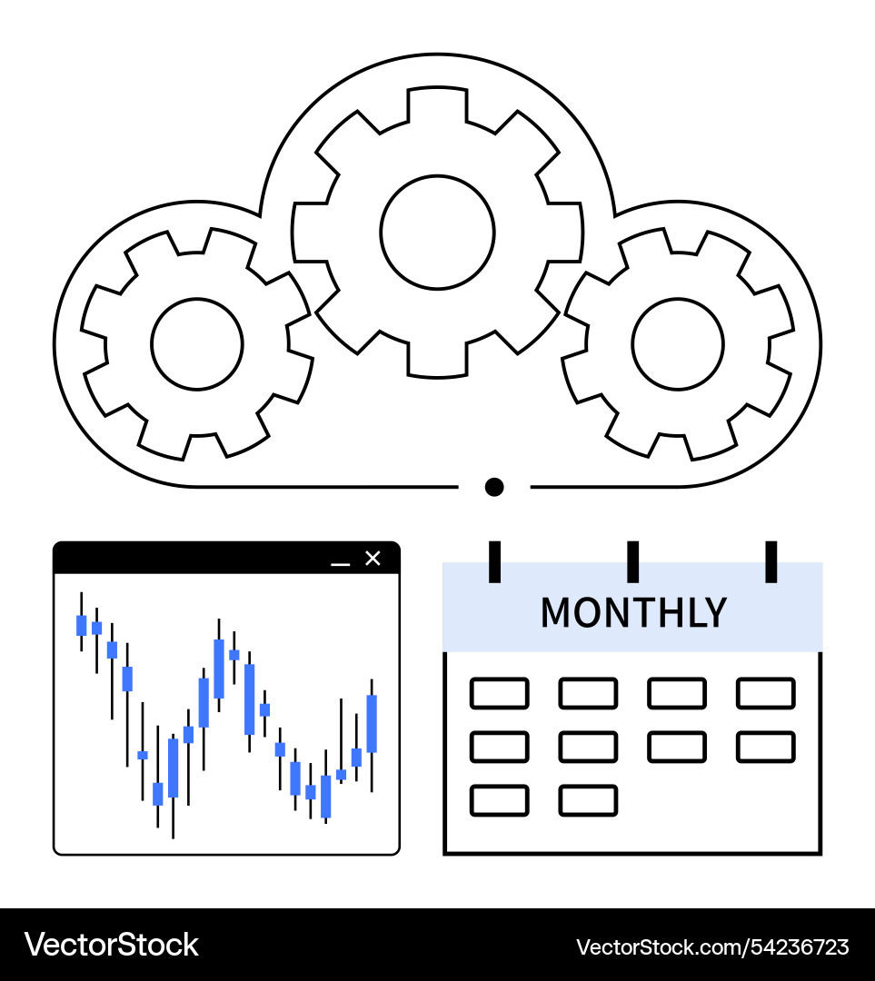 Cloud technology integration with monthly data Cloud technology integration with monthly data vector image