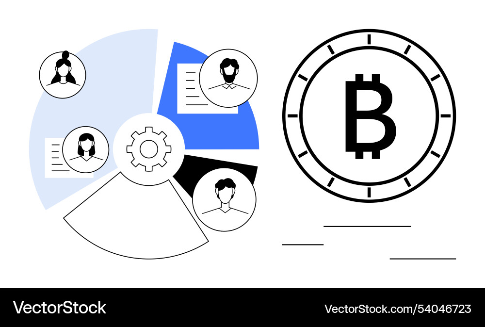Cryptocurrency network represented by bitcoin Cryptocurrency network represented by bitcoin vector image