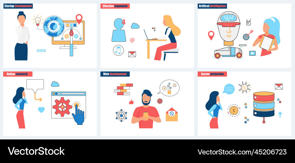 Effective teamwork for startup development ai vector image