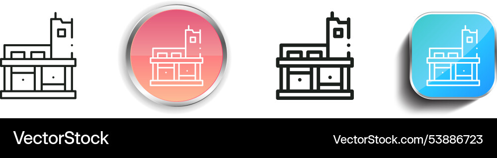 Fire station icon thin linear regular and button vector image