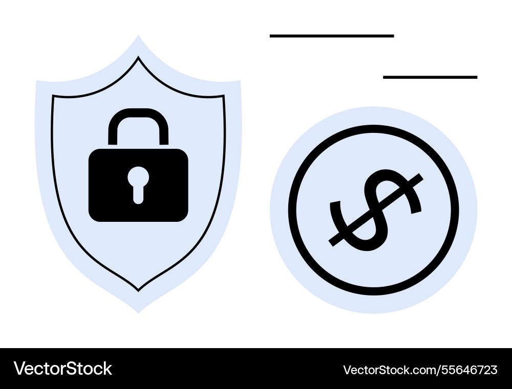 Lock and shield with dollar sign representing Lock and shield with dollar sign representing vector image