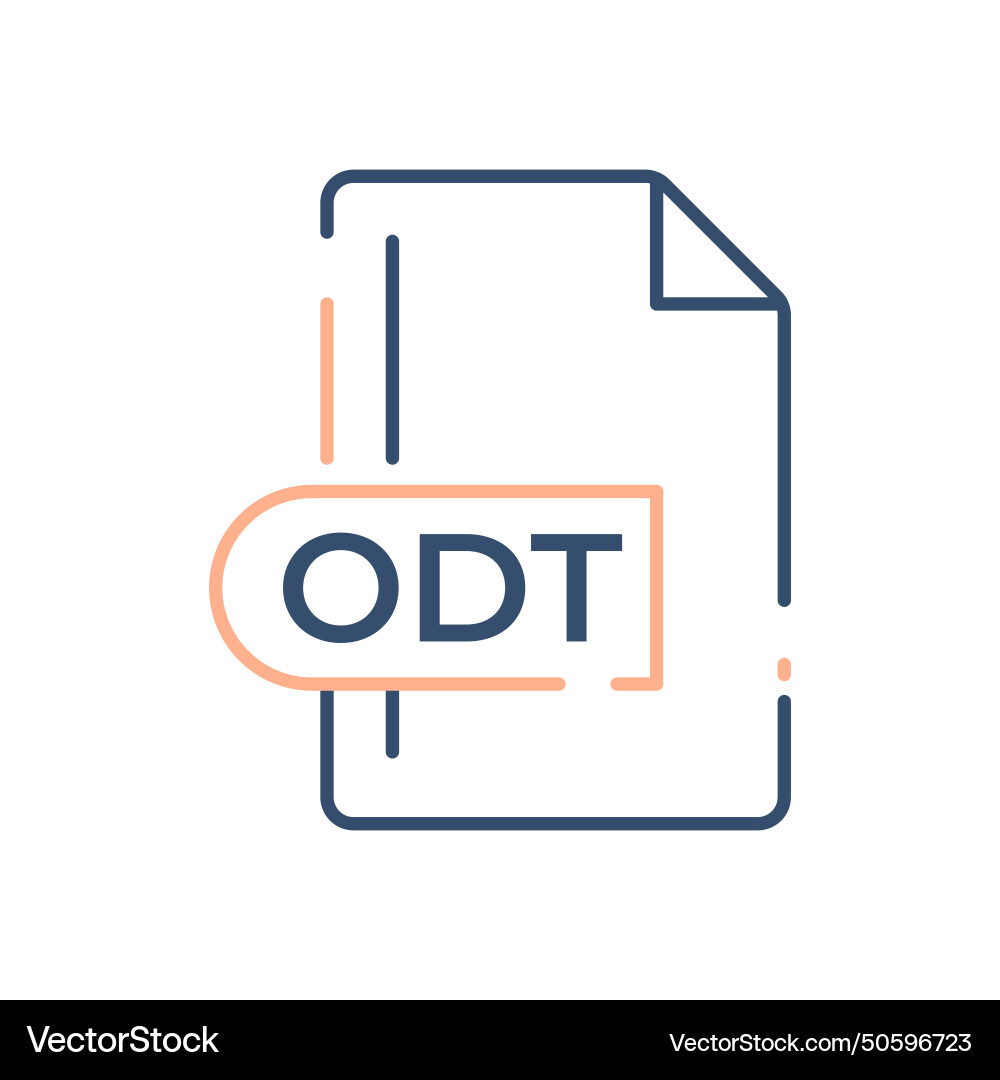 Odt file format icon extension line Vector Image
