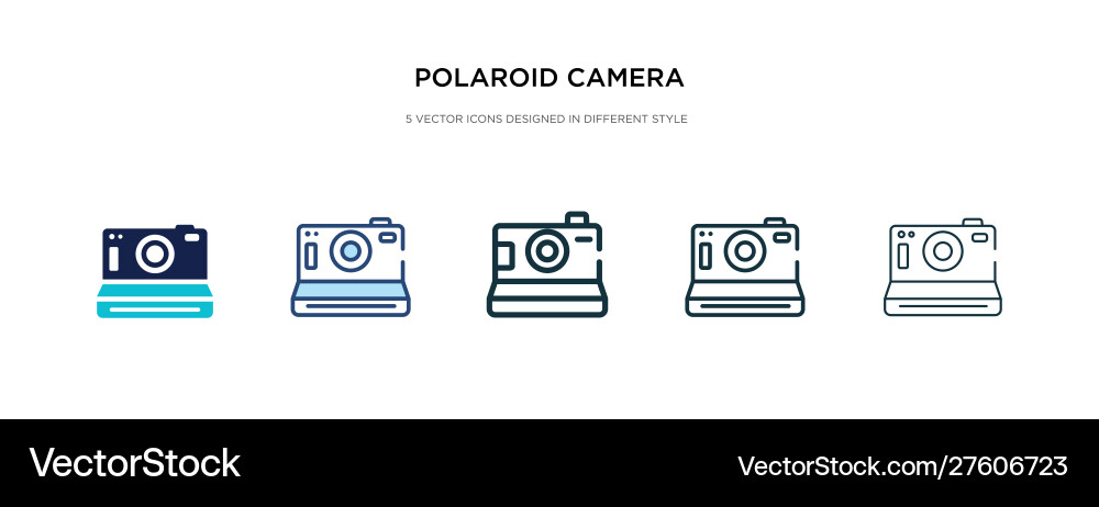 Polaroid camera icon in different style two vector image