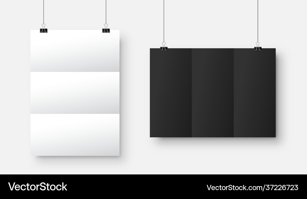 Realistic blank hanging paper sheets in a4 size Realistic blank hanging paper sheets in a4 size vector image