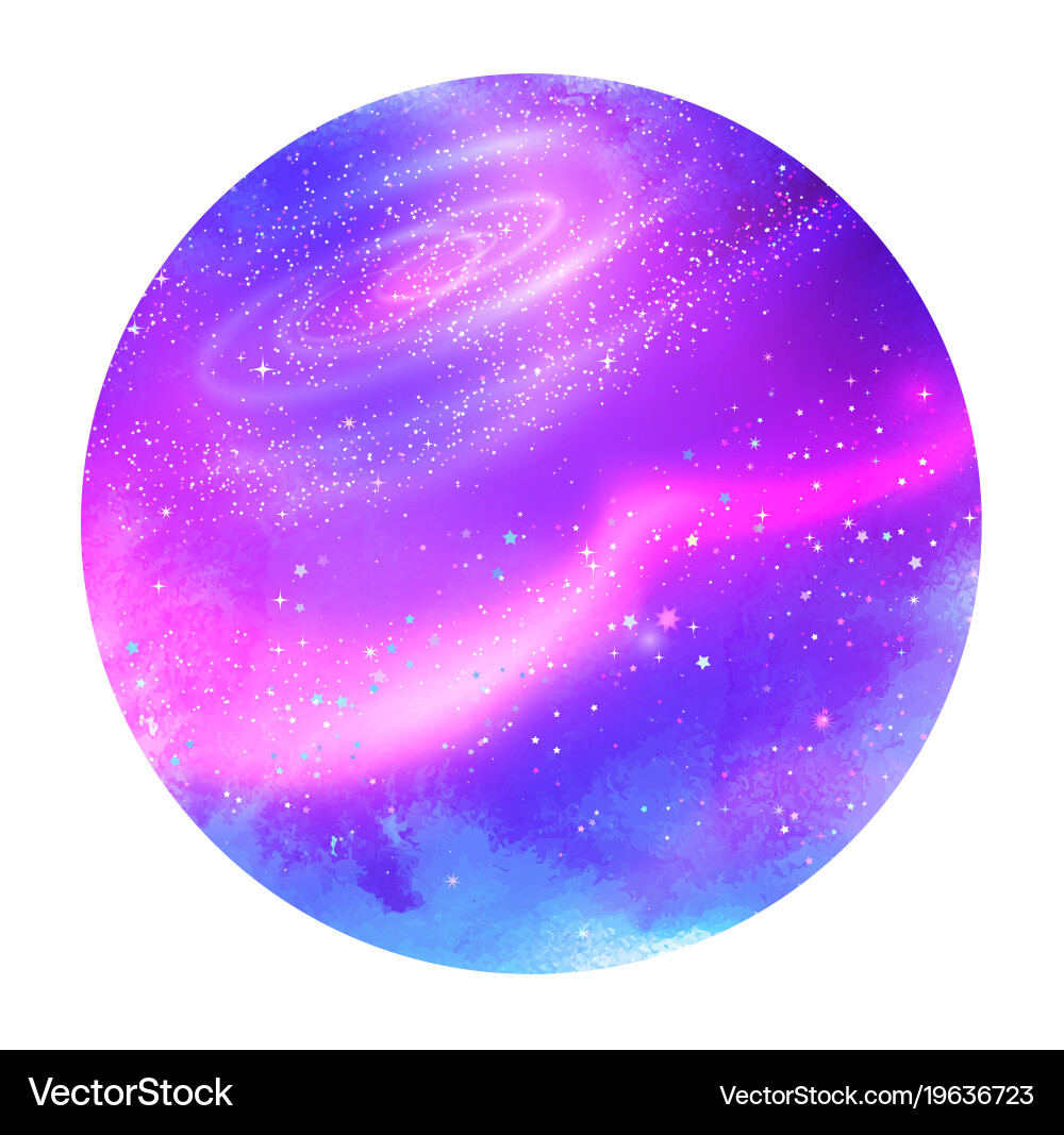 Violet circle background with outer space vector image