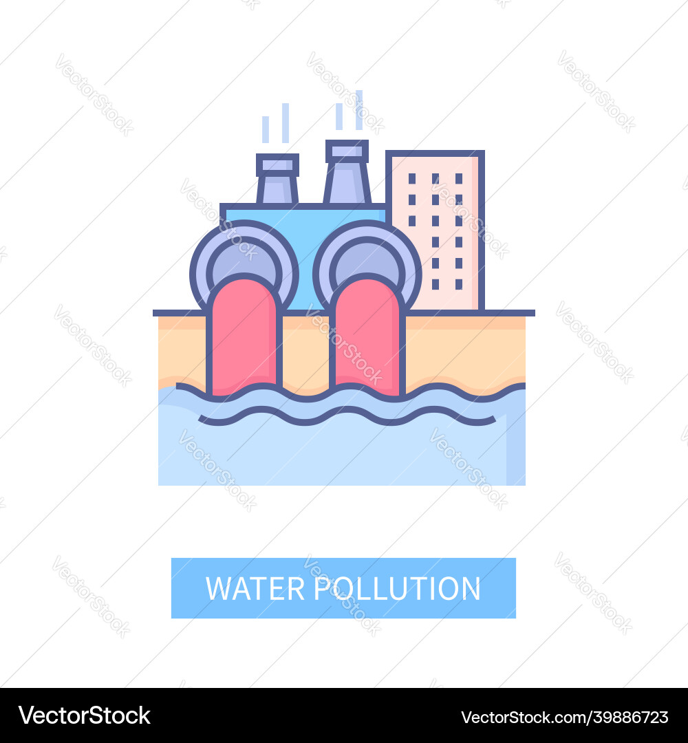Water pollution - modern line design style icon Water pollution - modern line design style icon vector image