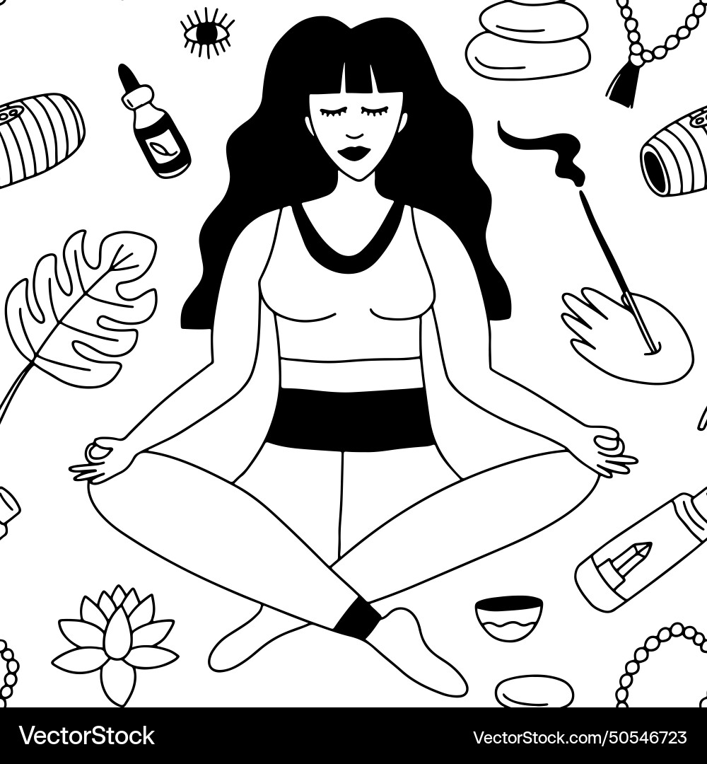 Yoga seamless pattern Royalty Free Vector Image