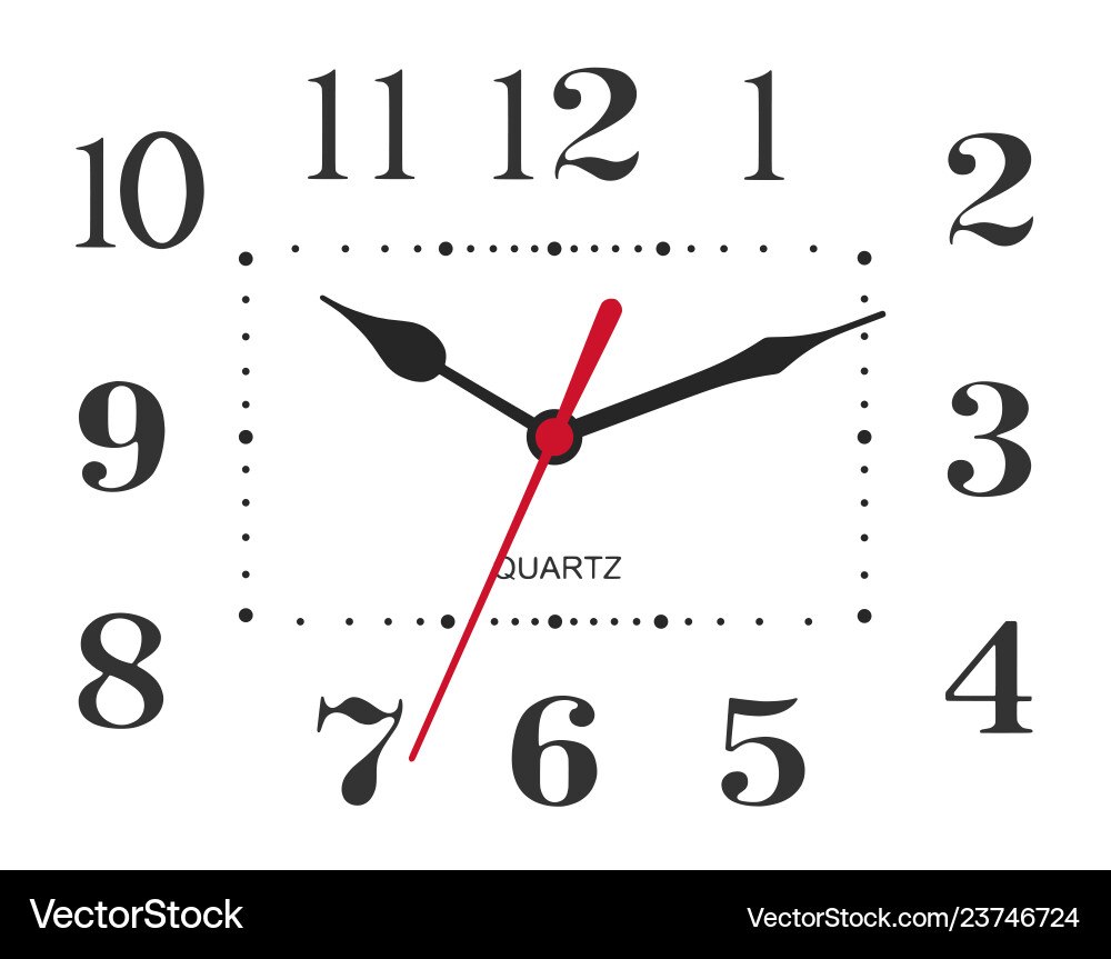 Classic black and white round wall clock isolated Vector Image