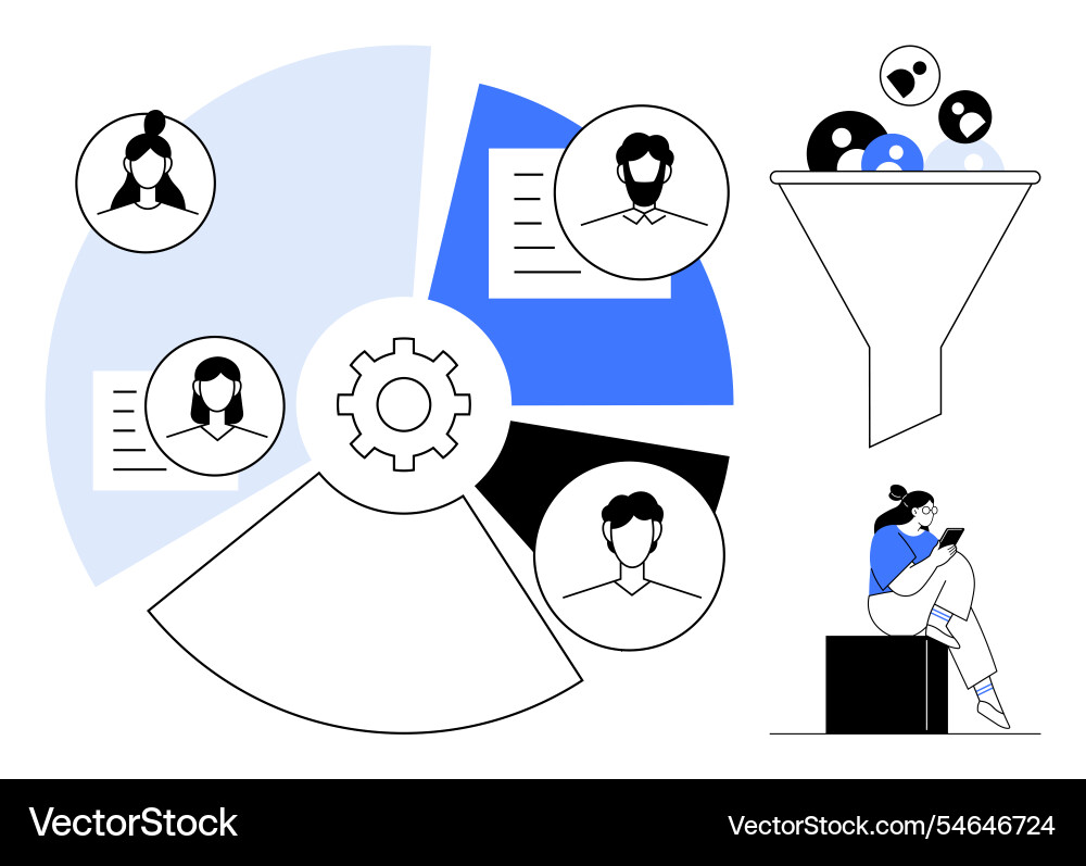 Data analysis with customer profiles funnel chart Data analysis with customer profiles funnel chart vector image