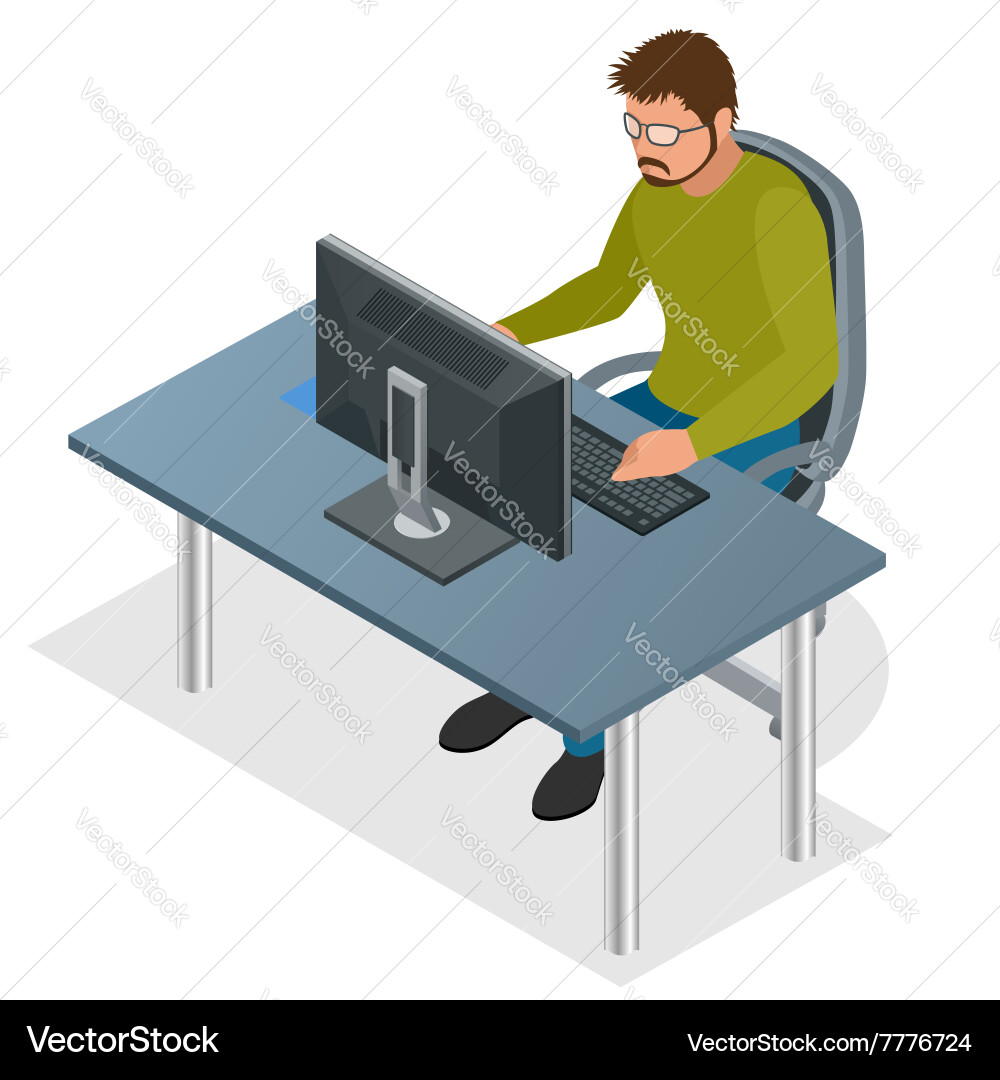 Developer using laptop computer web development vector image