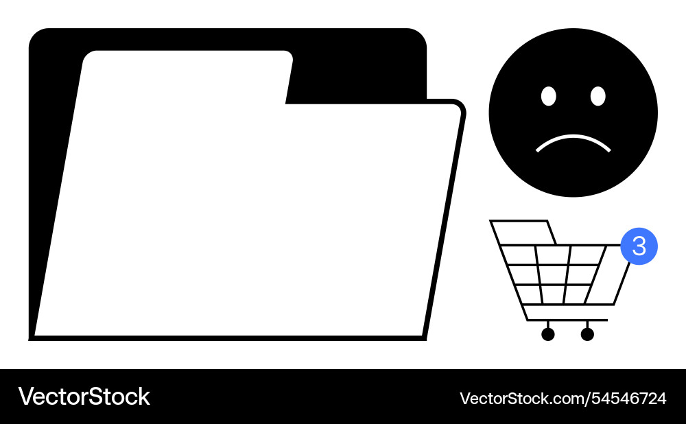 Digital file folder sad face emotion Digital file folder sad face emotion vector image