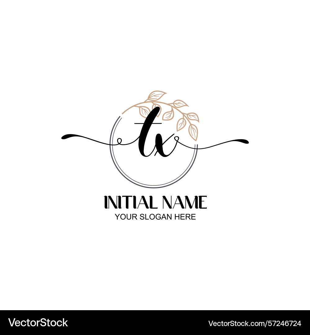Elegant tx initial logo design with botanical Elegant tx initial logo design with botanical Vector Image