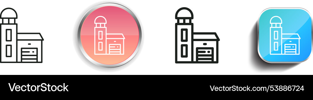 Fire station icon thin linear regular and button vector image