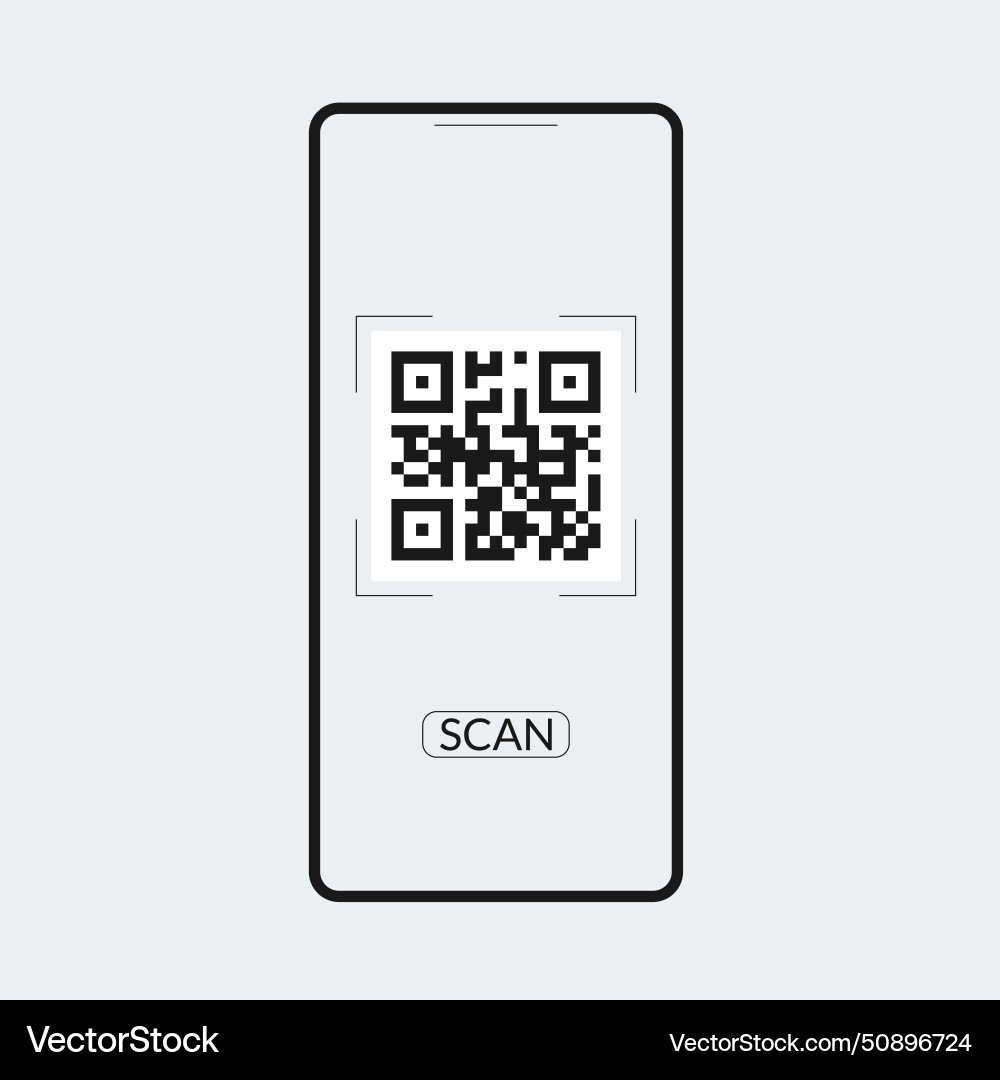 Qr code scan icon on the smartphone screen Qr code scan icon on the smartphone screen vector image