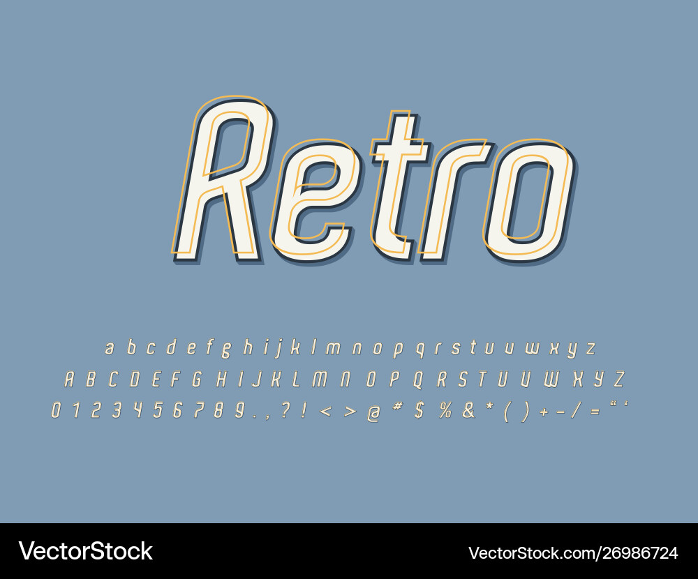 Retro font and alphabet stock Vector Image