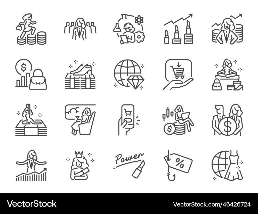 She economy icon set vector image