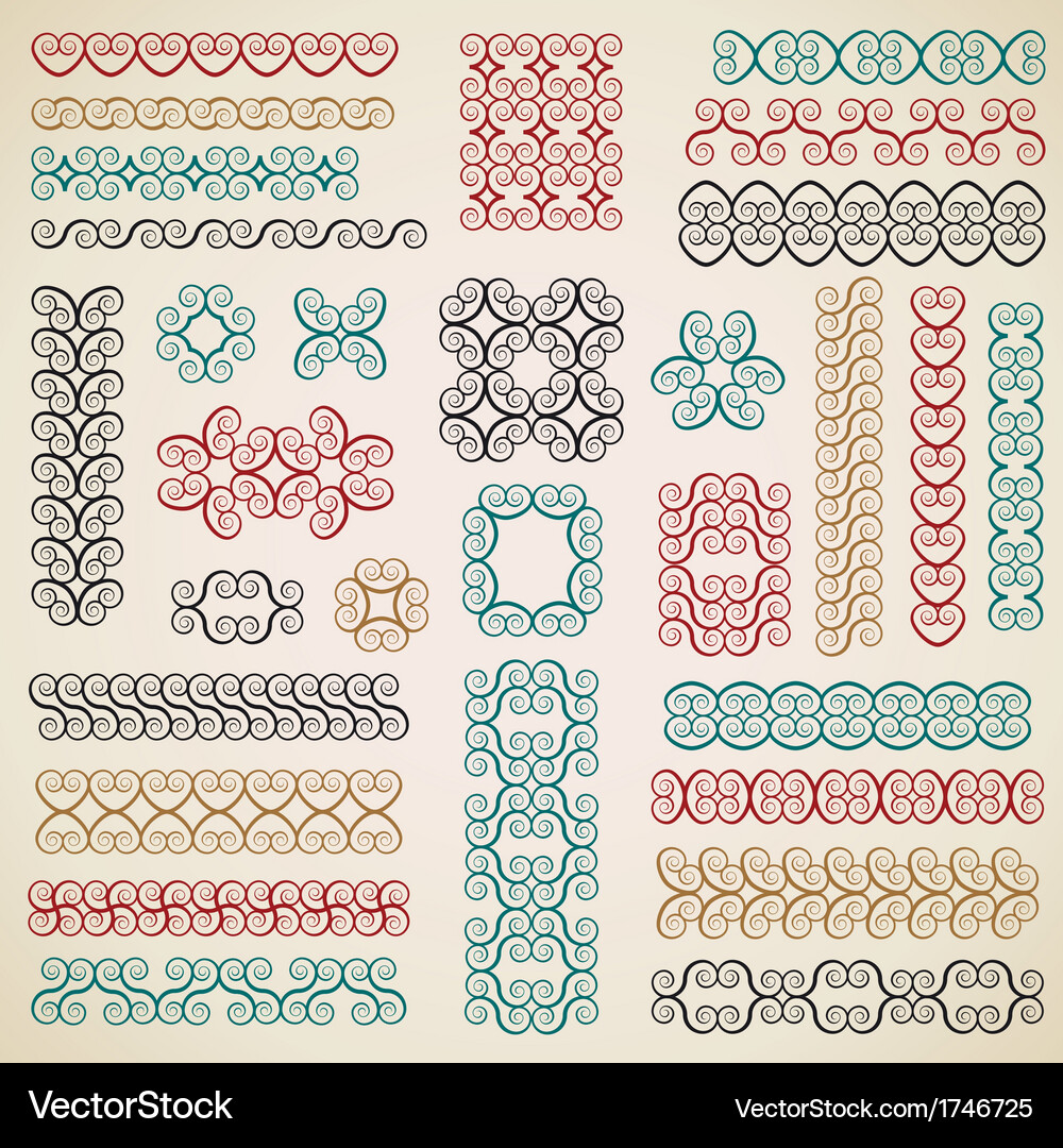 Border design elements set Vector Image