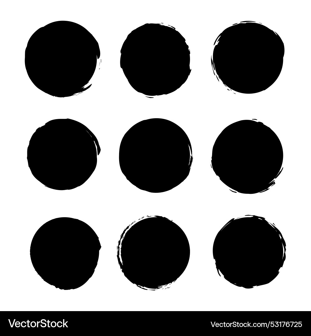 Brush circles in line art style round frame set Brush circles in line art style round frame set vector image