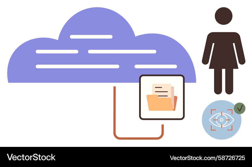 Cloud storage access with document folder user Cloud storage access with document folder user Vector Image