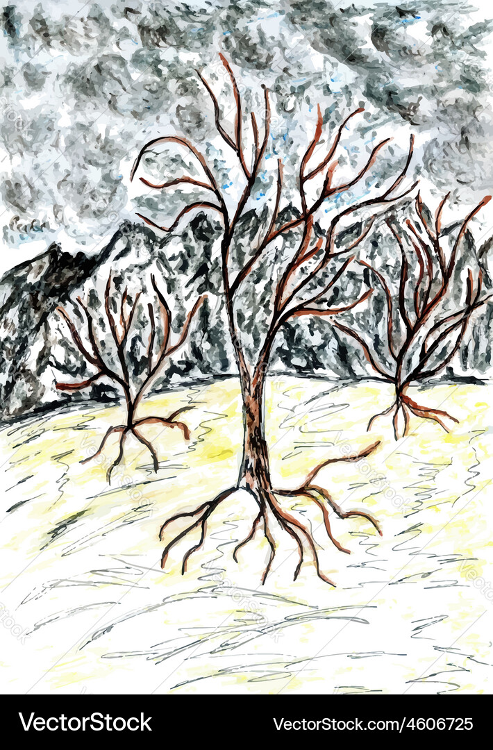 Dead tree sketch02 Vector Image