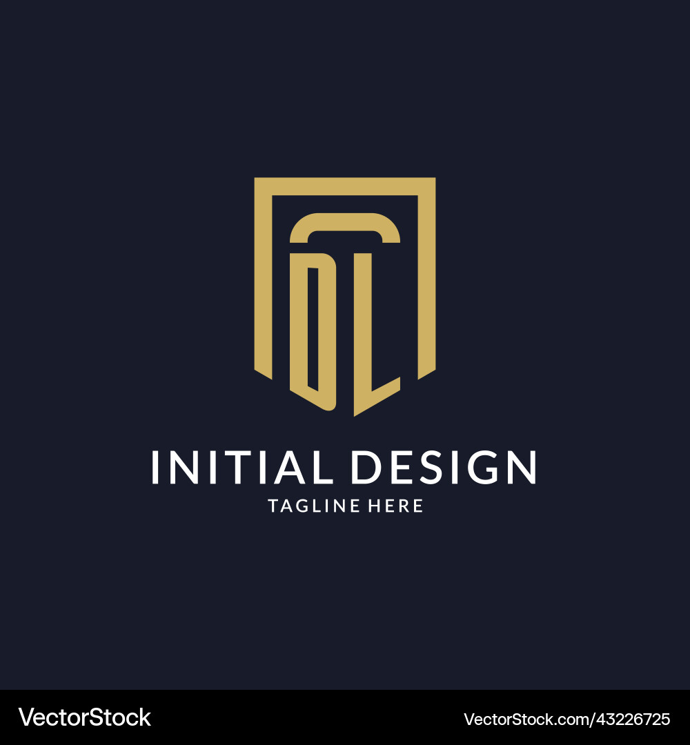 Dl logo initial with geometric shield shape Vector Image
