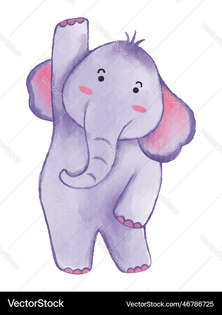 Elephant watercolor paint design cute animal Elephant watercolor paint design cute animal vector image