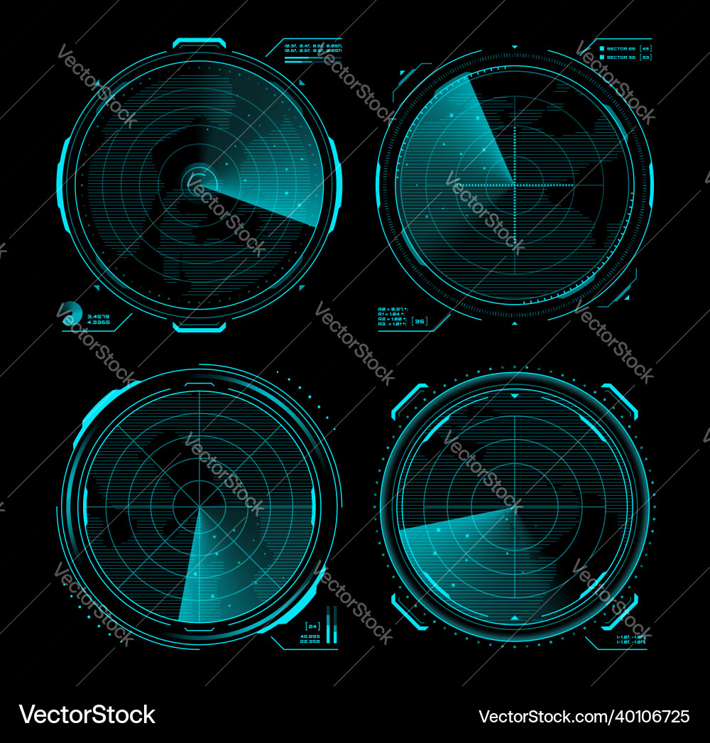 Hud military radar or sonar screen interface Hud military radar or sonar screen interface vector image