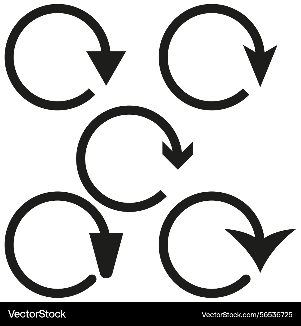Refresh icon set black circular arrow update Refresh icon set black circular arrow update vector image