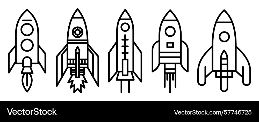Set of spaceships template flat and line icons Set of spaceships template flat and line icons vector image