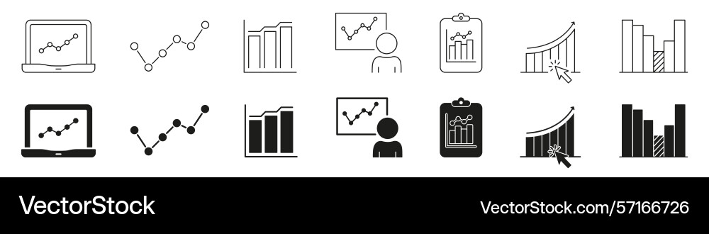 Data analytics and growth chart line solid Data analytics and growth chart line solid vector image